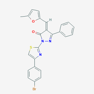 (4Z)-2-[4-(4-bromophenyl)-1,3-thiazol-2-yl]-4-[(5-methylfuran-2-yl)methylidene]-5-phenyl-2,4-dihydro-3H-pyrazol-3-one