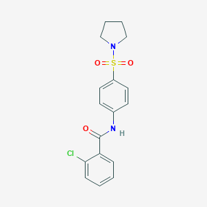 molecular formula C17H17ClN2O3S B325318 2-chloro-N-[4-(1-pyrrolidinylsulfonyl)phenyl]benzamide 