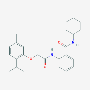 molecular formula C25H32N2O3 B325323 N-cyclohexyl-2-{[(2-isopropyl-5-methylphenoxy)acetyl]amino}benzamide 