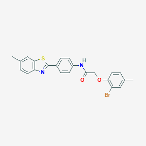 molecular formula C23H19BrN2O2S B325324 2-(2-bromo-4-methylphenoxy)-N-[4-(6-methyl-1,3-benzothiazol-2-yl)phenyl]acetamide 