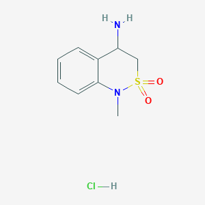 molecular formula C9H13ClN2O2S B3253247 4-amino-1-methyl-3,4-dihydro-1H-2lambda6,1-benzothiazine-2,2-dione hydrochloride CAS No. 2225144-37-4