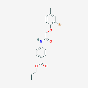 molecular formula C19H20BrNO4 B325325 Propyl 4-{[(2-bromo-4-methylphenoxy)acetyl]amino}benzoate 
