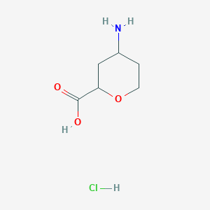 molecular formula C6H12ClNO3 B3253294 4-Aminooxane-2-carboxylic acid hydrochloride CAS No. 2228118-13-4