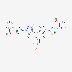 4-[{5-hydroxy-1-[4-(2-hydroxyphenyl)-1,3-thiazol-2-yl]-3-methyl-1H-pyrazol-4-yl}(4-methoxyphenyl)methyl]-1-[4-(2-hydroxyphenyl)-1,3-thiazol-2-yl]-3-methyl-1H-pyrazol-5-ol