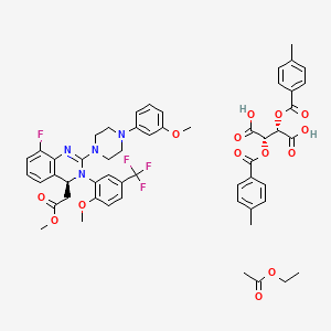 molecular formula C54H56F4N4O14 B3253558 Butanedioic acid, 2,3-bis[(4-methylbenzoyl)oxy]-, (2S,3S)-, compd. with ethyl acetate and methyl 8-fluoro-3,4-dihydro-2-[4-(3-methoxyphenyl)-1-piperazinyl]-3-[2-methoxy-5-(trifluoromethyl)phenyl]-4-quinazolineacetate (1:1:1) CAS No. 2244994-24-7