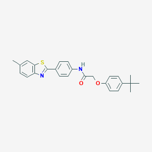 molecular formula C26H26N2O2S B325367 2-(4-tert-butylphenoxy)-N-[4-(6-methyl-1,3-benzothiazol-2-yl)phenyl]acetamide 