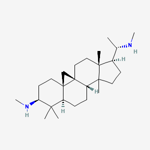 molecular formula C26H46N2 B3253674 (1S,3R,6S,8R,11S,15S,16R)-N,7,7,12,16-Pentamethyl-15-[(1S)-1-(methylamino)ethyl]pentacyclo[9.7.0.01,3.03,8.012,16]octadecan-6-amine CAS No. 2255-38-1