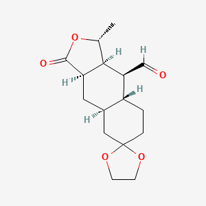 molecular formula C16H22O5 B3253763 (1'R,3'Ar,4'aR,8'aR,9'S,9'aS)-1'-methyl-3'-oxospiro[1,3-dioxolane-2,6'-1,3a,4,4a,5,7,8,8a,9,9a-decahydrobenzo[f][2]benzofuran]-9'-carbaldehyde CAS No. 226916-29-6
