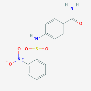molecular formula C13H11N3O5S B325403 4-{[(2-Nitrophenyl)sulfonyl]amino}benzamide 