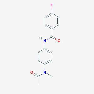 molecular formula C16H15FN2O2 B325405 N-{4-[acetyl(methyl)amino]phenyl}-4-fluorobenzamide 