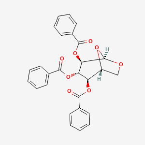 molecular formula C27H22O8 B3254302 1,6-Anhydro-2,3,4-tri-O-benzoyl-D-glucopyranose CAS No. 23567-05-7