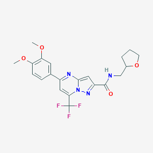 molecular formula C21H21F3N4O4 B325501 5-(3,4-dimethoxyphenyl)-N-(tetrahydrofuran-2-ylmethyl)-7-(trifluoromethyl)pyrazolo[1,5-a]pyrimidine-2-carboxamide 