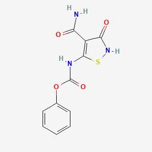 molecular formula C11H9N3O4S B3255243 (4-CarbaMoyl-3-hydroxy-isothiazol-5-yl)-carbaMic acid phenyl ester CAS No. 252004-30-1