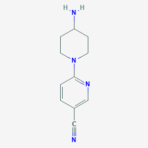 molecular formula C11H14N4 B3255256 6-(4-Aminopiperidin-1-yl)pyridine-3-carbonitrile CAS No. 252577-87-0