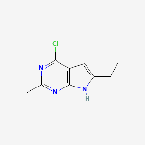 molecular formula C9H10ClN3 B3255329 4-chloro-6-ethyl-2-methyl-7H-pyrrolo[2,3-d]pyrimidine CAS No. 253332-23-9