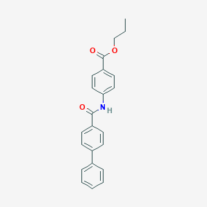 molecular formula C23H21NO3 B325538 Propyl 4-[(4-biphenylylcarbonyl)amino]benzoate 