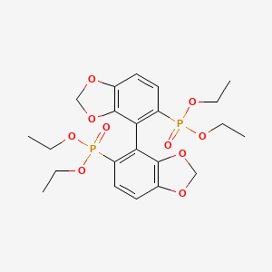 molecular formula C22H28O10P2 B3255473 Phosphonic acid, [4,4'-BI-1,3-benzodioxole]-5,5'-diylbis-, tetraethyl ester CAS No. 255042-46-7