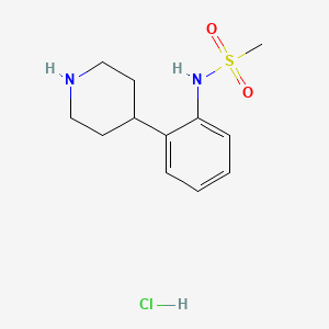 molecular formula C12H19ClN2O2S B3255480 Methanesulfonamide, N-[2-(4-piperidinyl)phenyl]-, hydrochloride (1:1) CAS No. 255050-95-4