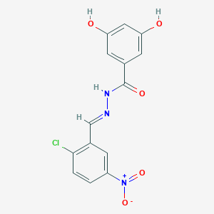 molecular formula C14H10ClN3O5 B325559 N'-{2-chloro-5-nitrobenzylidene}-3,5-dihydroxybenzohydrazide 