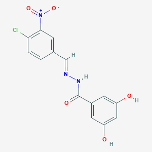 molecular formula C14H10ClN3O5 B325560 N'-{4-chloro-3-nitrobenzylidene}-3,5-dihydroxybenzohydrazide 