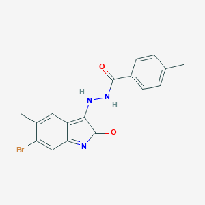 molecular formula C17H14BrN3O2 B325578 N'-(6-bromo-5-methyl-2-oxoindol-3-yl)-4-methylbenzohydrazide 