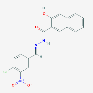 molecular formula C18H12ClN3O4 B325581 N'-(4-chloro-3-nitrobenzylidene)-3-hydroxy-2-naphthohydrazide 