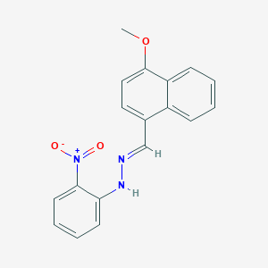 molecular formula C18H15N3O3 B325586 1-[(4-Methoxy-1-naphthyl)methylene]-2-(2-nitrophenyl)hydrazine 