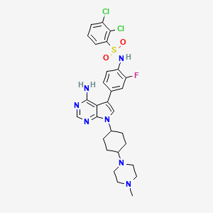 molecular formula C29H32Cl2FN7O2S B3256006 N-[4-[4-amino-7-[4-(4-methylpiperazin-1-yl)cyclohexyl]pyrrolo[2,3-d]pyrimidin-5-yl]-2-fluorophenyl]-2,3-dichlorobenzenesulfonamide CAS No. 262442-90-0