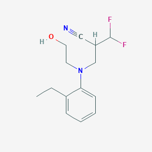 molecular formula C14H18F2N2O B3256143 Propanenitrile,2-[[(2-ethylphenyl)(2-hydroxyethyl)amino]methyl]-3,3-difluoro- CAS No. 2647-14-5