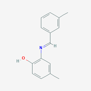 molecular formula C15H15NO B325615 Phenol, 4-methyl-2-(3-methylbenzylidenamino)- 