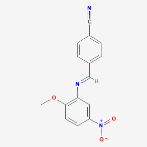 molecular formula C15H11N3O3 B325625 4-[({5-Nitro-2-methoxyphenyl}imino)methyl]benzonitrile 