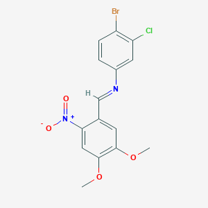 molecular formula C15H12BrClN2O4 B325638 N-(4-bromo-3-chlorophenyl)-N-(4,5-dimethoxy-2-nitrobenzylidene)amine 