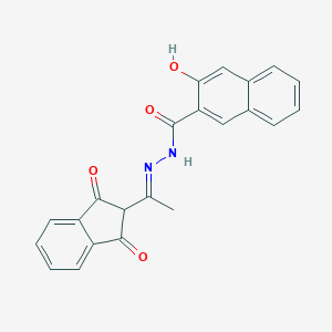 molecular formula C22H16N2O4 B325647 N'-[1-(1,3-dioxo-2,3-dihydro-1H-inden-2-yl)ethylidene]-3-hydroxy-2-naphthohydrazide 