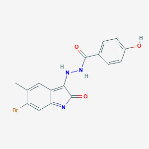 molecular formula C16H12BrN3O3 B325652 N'-(6-bromo-5-methyl-2-oxoindol-3-yl)-4-hydroxybenzohydrazide 