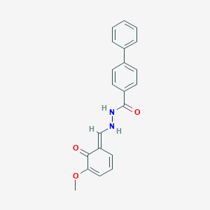 molecular formula C21H18N2O3 B325676 N'-[(E)-(5-methoxy-6-oxocyclohexa-2,4-dien-1-ylidene)methyl]-4-phenylbenzohydrazide 