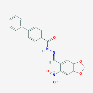 molecular formula C21H15N3O5 B325677 N'-[(E)-(6-nitro-1,3-benzodioxol-5-yl)methylidene]biphenyl-4-carbohydrazide 