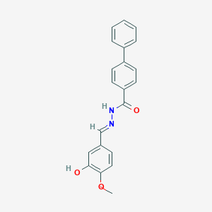molecular formula C21H18N2O3 B325678 N'-(3-hydroxy-4-methoxybenzylidene)[1,1'-biphenyl]-4-carbohydrazide 