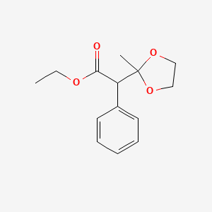molecular formula C14H18O4 B3256831 Ethyl 2-(2-methyl-1,3-dioxolan-2-yl)-2-phenylacetate CAS No. 27762-09-0