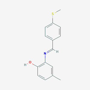 molecular formula C15H15NOS B325690 Phenol, 4-methyl-2-(4-methylthiobenzylidenamino)- 