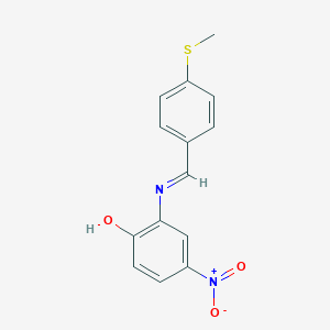 molecular formula C14H12N2O3S B325694 4-Nitro-2-{[4-(methylsulfanyl)benzylidene]amino}phenol 