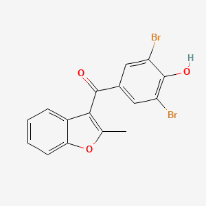 molecular formula C16H10Br2O3 B3256973 Methanone, (3,5-dibromo-4-hydroxyphenyl)(2-methyl-3-benzofuranyl)- CAS No. 280563-80-6