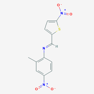 molecular formula C12H9N3O4S B325698 2-methyl-4-nitro-N-[(5-nitro-2-thienyl)methylene]aniline 