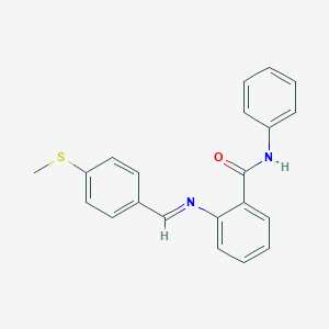 molecular formula C21H18N2OS B325704 2-{[4-(methylsulfanyl)benzylidene]amino}-N-phenylbenzamide 