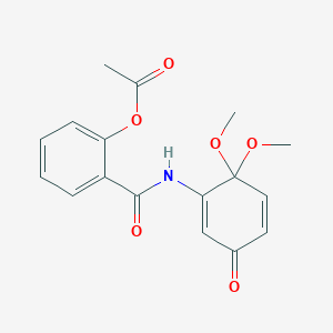 molecular formula C17H17NO6 B3257317 Acetic acid [2-[[(6,6-dimethoxy-3-oxo-1-cyclohexa-1,4-dienyl)amino]-oxomethyl]phenyl] ester CAS No. 287194-31-4