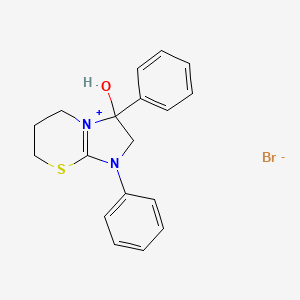 molecular formula C18H19BrN2OS B3257355 3-hydroxy-1,3-diphenyl-3,5,6,7-tetrahydro-2H-imidazo[2,1-b][1,3]thiazin-1-ium bromide CAS No. 288090-50-6