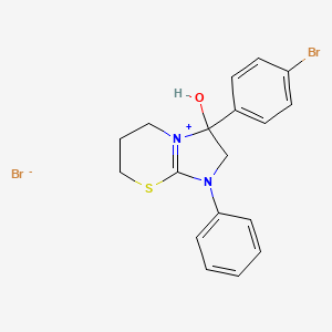 3-(4-bromophenyl)-3-hydroxy-1-phenyl-3,5,6,7-tetrahydro-2H-imidazo[2,1-b][1,3]thiazin-1-ium bromide
