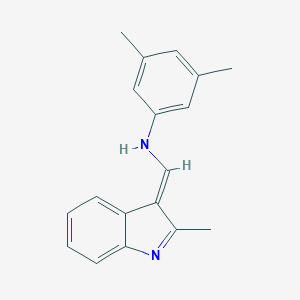 molecular formula C18H18N2 B325756 3,5-dimethyl-N-[(E)-(2-methylindol-3-ylidene)methyl]aniline 