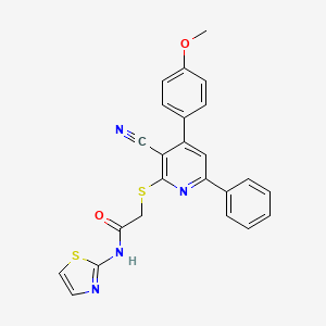 molecular formula C24H18N4O2S2 B3257580 2-{[3-cyano-4-(4-methoxyphenyl)-6-phenyl-2-pyridinyl]thio}-N-1,3-thiazol-2-ylacetamide CAS No. 292057-74-0
