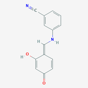 molecular formula C14H10N2O2 B325764 3-[[(E)-(2-hydroxy-4-oxocyclohexa-2,5-dien-1-ylidene)methyl]amino]benzonitrile 
