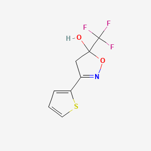 molecular formula C8H6F3NO2S B3257721 3-(2-Thienyl)-5-(trifluoromethyl)-4,5-dihydroisoxazol-5-ol CAS No. 293759-12-3